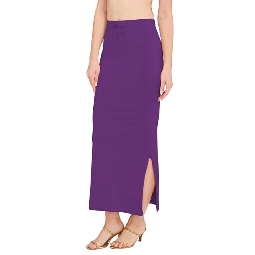 Image of DESI GIRL Cotton Lycra Stretchable Saree Shapewear Petticoat with Drawstring for Women | Fishcut Saree Petticoat with Side Slit for Easy Movement | Saree Shaper | Long inskirt