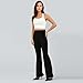 ZEFOTIM Flare Sweatpants Women Straight Leg Elastic Waist Stretchy Trendy Vacation Dress with Pocket Spring Going Out Outfits Trousers Black Business High Waisted Dress Cropped Pants Women Black S