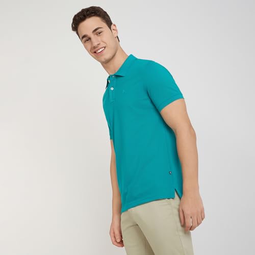 Image of Parx Men Regular Fit Solid Pattern Cotton Polyester Blend Half Sleeve Polo Neck Casual T-Shirt