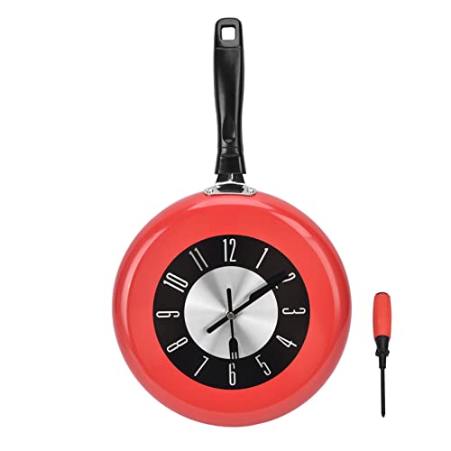 Egg Frying Pan Wall Clock, Kitchen Wall Clock, Metal Frying Pan Kitchen Wall Clock Home Decor, 3D Pan Wall Mounted Clock, Wall Clock for Living Room Bedroom Bar Restaurant