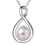 FANCIME 925 Sterling Silver June Birthstone Necklace Infinity Pearl Necklace with Fine Jewellery Box Christmas Birthday Valentine's Day Mother's Day Present for Women Mother