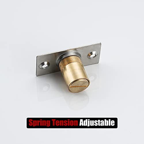 Image of JQK Closet Door Ball Catch Hardware, Stainless Steel Catch Adjustable with Strike Plate, Brushed Satin Finish 8 Pack, HBC100-P8