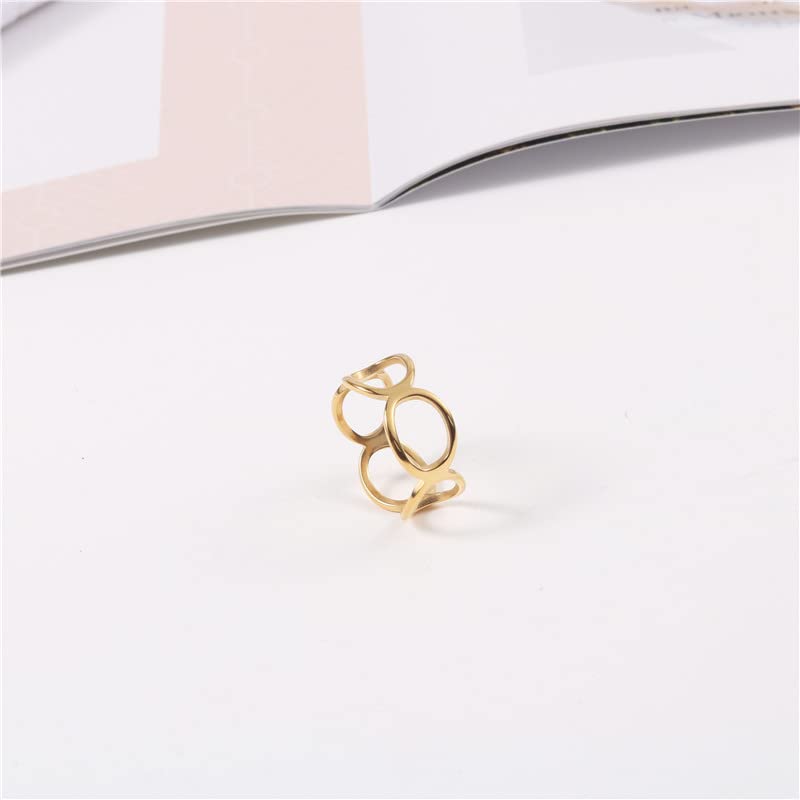 Beads & Pearls Jewelry 18K Gold Plated Stainless Steel Minimalist Trendy Link Chain Ring4