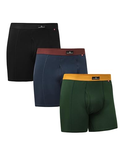 DANISH ENDURANCE Boxers Hommes, Caleçons en Coton Ultra Doux avec ou sans Braguette, Lot de 3, 6 ou 10, Multicolore À Poche (1xNoir, 1xVert/Orange, 1x Bleu...