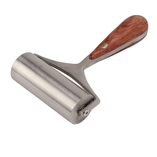 90mm Leather Roller, Rosewood Handle Leather Press Seam Roller Edge Burnisher for Smooth Glue Laminating Leatherworking Handmade Bags Wallets