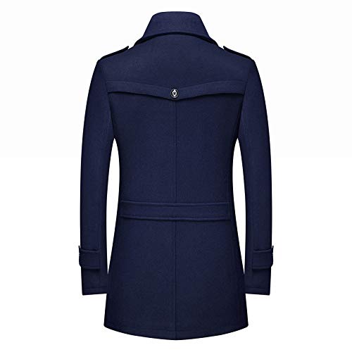 DOSLAVIDA Herren Slim Fit Wolle Erbsen Mantel Einreiher Winter Warme Lange Trenchjacken Mit Abnehmbarem Weichem Schal, C-coffee, XL