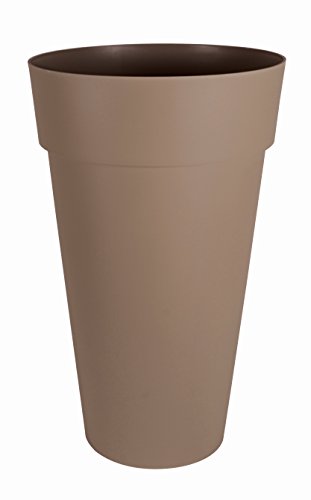 EDA - Pot de Fleur Vase Haut XXL TOSCANE Ø 48 cm - 90 L - Intérieur & Extérieur - Zone de rétention d'eau pour limiter l'Arrosage - Plastique Recyclé - Ø...
