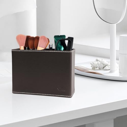 Image of Pen Pencil Holder Cup Container PU Leather Desk Organizer Stand Decor Brush Scissor Holder Decoration Office Desk Home School