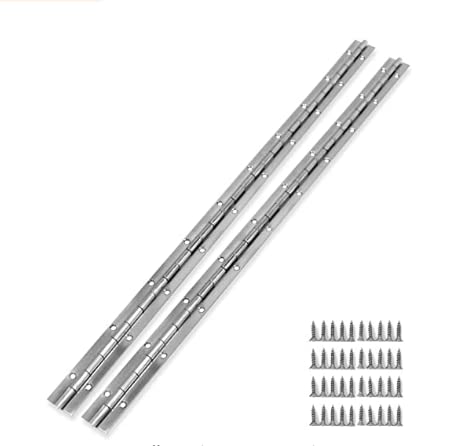 304 Stainless Steel Heavy Duty Continuous Piano Hinges, 2 Pack, 1-1/5" x 24", 0.06" Polished Finish