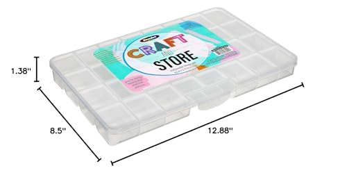 Image of RoseArt Transparent 32 Grid Plastic Storage Box with Fixed Dividers - Organization Container for Loose Beads, Washi Tapes, Jewelry Supplies, Fishing Tackle and More - Made in U.S.A.