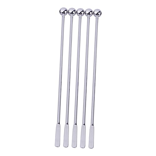 SOLUSTRE 5Pcs Stainless Steel Swizzle Sticks for Drinks Creative Mixing Cocktail Stirrers for Coffee for Bars Restaurants and Home Use