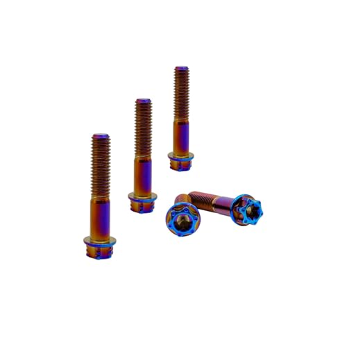 Image of RISON Titanium Bolts M10*1.25 * 70 Torx Titanium Bolts for Motorcycles Hex Head Dual Drive Burnt Blue Titanium Flange Bolt Pack of 5