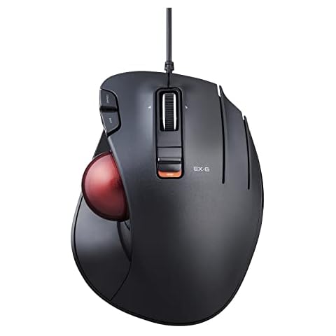 Elecom EX-G Trackball Mouse, Wired, Thumb Control, Ergonomic Design, 5-Button Function with Smooth Tracking, Ergonomic Design, Optical Gaming Sensor, Smooth Red Ball, Windows11, macOS (M-XT2URBK-G) Cover