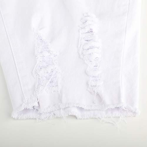 Thunder Star Womens Denim Bermuda Shorts,Mid Rise Short Jeans,Frayed Raw Hem White L #TOP5