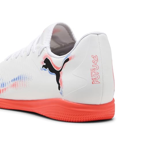 Image of PUMA Men's Future 8 Play Indoor Training Soccer Shoes, White- Black-Glowing Red AH25, 14 Future 8 Play It