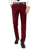 Anzuit Mens Dress Pants Burgundy Slacks Slim Fit Expandable Waist Flat Front Tuxedo Pant for Men Groomsmen Regular Big and Tall XS
