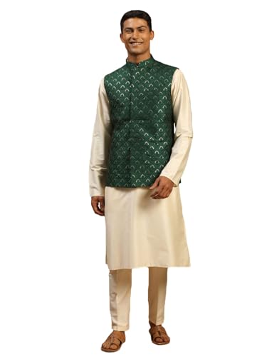 Kurta brodé homme en soie verte taille S pour éviter l'inconfort