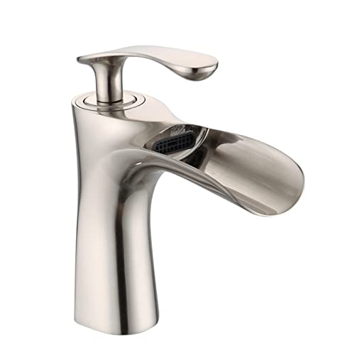 Robinet cascade en laiton brossé doré chic pour lavabo haut de gamme - 2