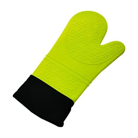 Oven Glove Silicone Cotton Thicker Heat Resistant Waterproof Non-Slip Kitchen Microwave Cooking Gloves for DIY Kitchen Baking (Green) Cover