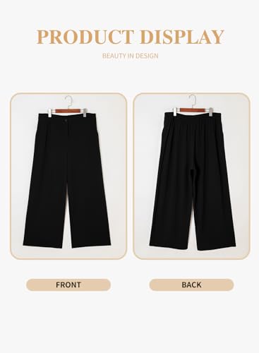 Eytino Womens Plus Size Dress Pants Casual High Waist Wide Leg Side Slit Work Pants Trouser with Pockets(1X-5X)4