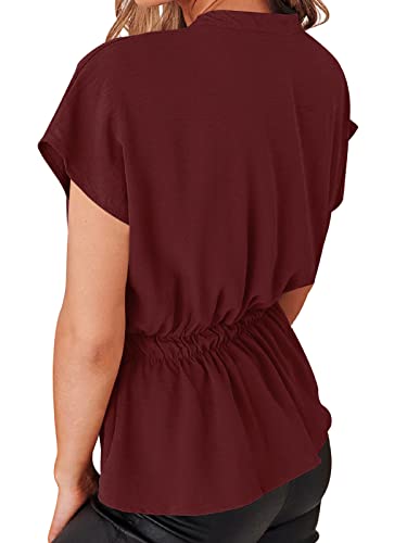 Womens Button Down Chiffon Blouses Casual Peplum Summer Tops Dressy Henley Shirts - Image 4