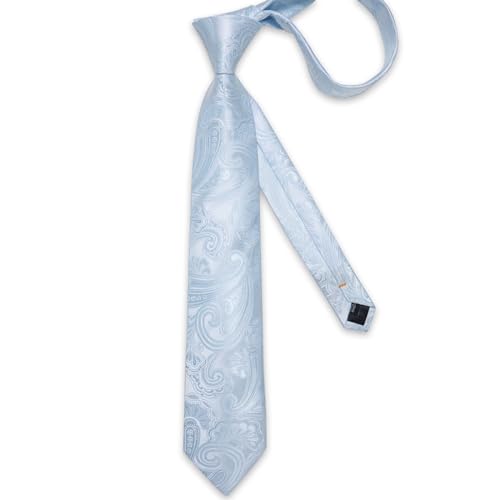 Image of DiBanGu Mens Paisley Tie Sets Silk Jacquard Woven Floral Necktie and Pocket Square Cufflinks Wedding Business Party