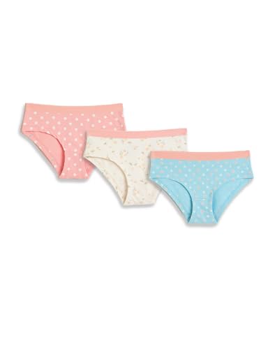 Image of Amazon Brand - Symbol Girls Assorted Prints Cotton Stretchable Briefs with Soft Waistband | Aged 3-14 Years (Available in Combo Pack of 3 and 6)
