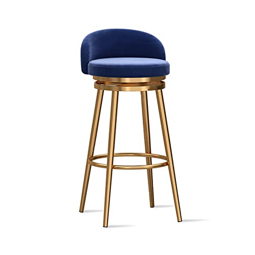 Taburete moderno tapizado de terciopelo con patas de metal dorado para cocina, comedor, respaldo bajo, 25.6 pulgadas de altura