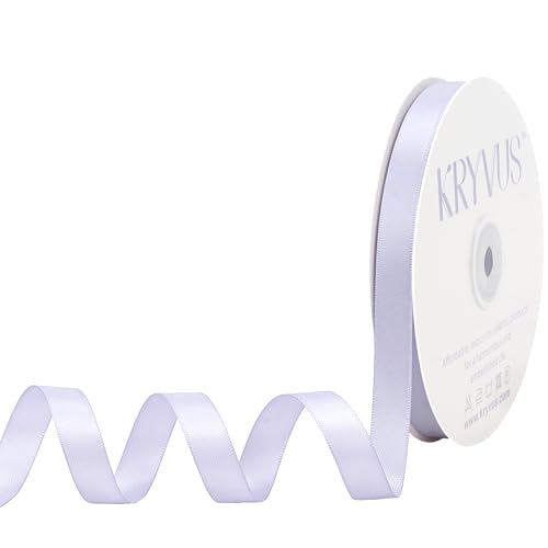 Kryvus Lilac Mist Satin Ribbon, Double Faced 3/8 Inch X 50 Yards Lilac Mist Ribbon, Premium Satin Ribbon for Gift Wrapping, Crafts, Hair Bow Making, Sewing, Flower Bouquet, Wedding Party Decor