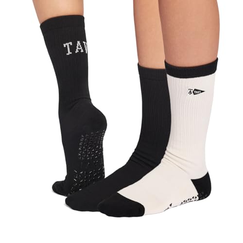 Image of TAVI Kai Crew Grip Socks for Women - Pilates Socks with Non-Slip Grips, Arch Support - Wear for Yoga, Barre, Studio Workouts