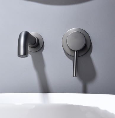 Robinet de lavabo gris fusil pour vasque de salle de bain contemporaine
