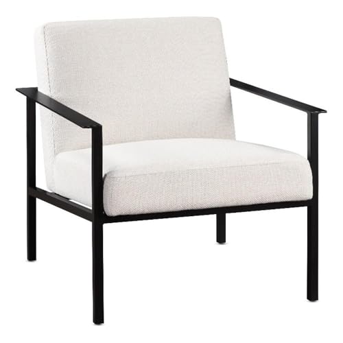Sillón Moderno Crema con Estructura de Metal miniatura 1
