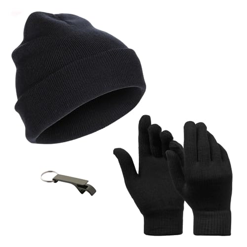 Kit Touca e Luva de Frio de Adulto Gorro Inverno Unissex + Chaveiro Abridor 3 em 1