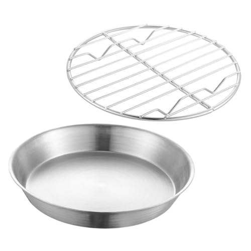 Mikinona Bandeja De Hornear Redonda De Acero Inoxidable con Rejilla De Enfriamiento Antideslizante Bandeja para Horno y Asar para Pasteles y Snacks Pequeños