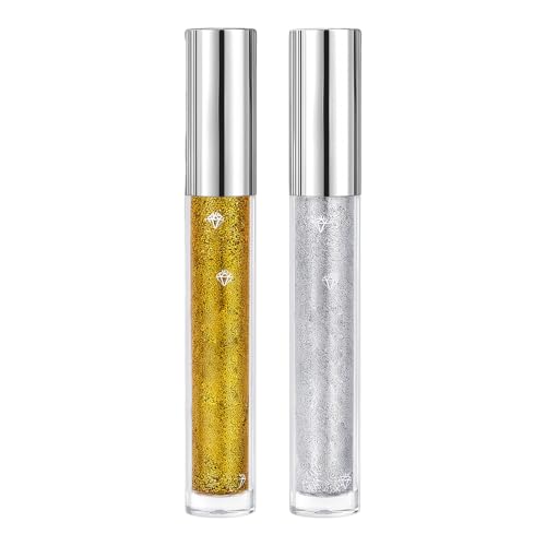 Máscara de pestañas con purpurina – Maquillaje de ojos | Fórmula voluminizadora a prueba de manchas | Maquillaje de ojos brillante para pestañas | Cosmético de brillantes para bodas, citas, f
