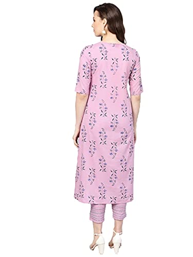 Image of GoSriKi Women's Cotton Straight Printed Kurta with Pant