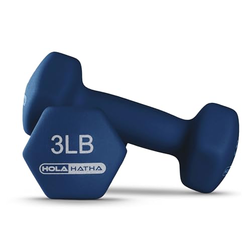 HolaHatha Neoprene Dumbbell Weights Set with Rack, 12 Lbs, Blue/Red - image 9