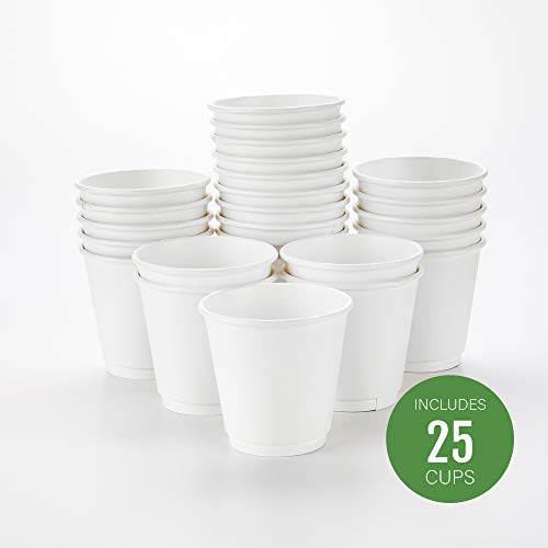 Image of Restaurantware 8 Ounce Paper Coffee Cups, 25 Double Wall Disposable Paper Cups - Leakproof, Recyclable, White Paper Hot Cups, Insulated, Matching Lids Sold Separately (Pack of 2)