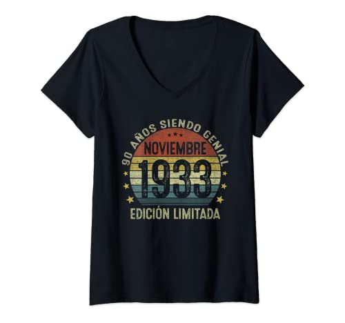 Mujer Regalo 90 Años Cumpleaños Hombre Hecho En Noviembre 1933 Camiseta Cuello V