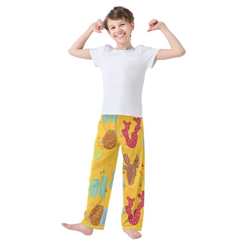 Cactu with Thorn Boys Pants Boys Athletic Pants Long Pant for Boywith Pockets Wide-Leg Size 6-14Y3