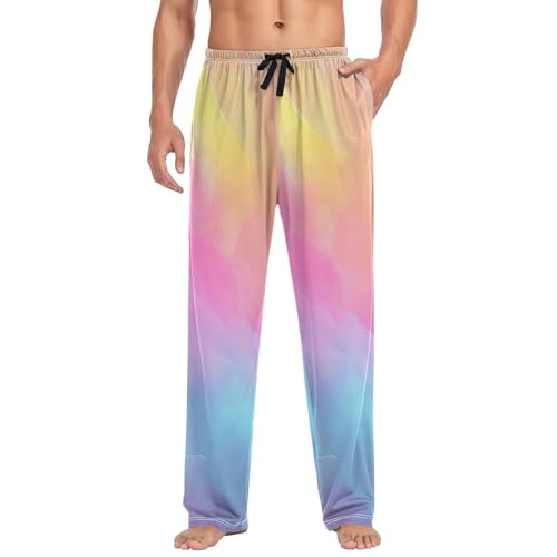Men's Pajama Pants,Vibrant Rainbow Marble Lounge Lightweight Sleep Bottoms Pants with Pockets Size S-XXL3