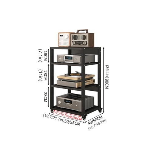 4-poziomowa ruchoma szafka wideo, narożny stojak na telewizor do salonu i gier, stojak HiFi z miejscem do przechowywania, 55 x 50 x 90 cm, wszechstronne rozwiązanie do rozrywki domowej do nizowania