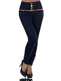 Normaler Bund Diva-Jeans N207 Damen Jeans Hose Corsage Damenjeans High Waist Röhrenjeans Hochbund, Blau, 36