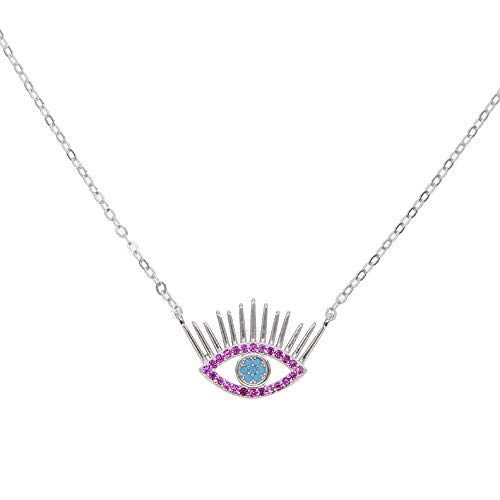 Collier en argent 925 couleur rose avec cristal : idée cadeau idéal