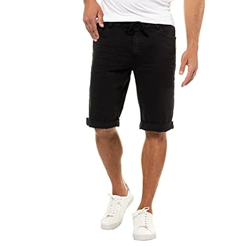 Lucky Luke 70: Am Klondike 8 JP 1880 Herren große Größen Menswear L-8XL bis 70, Jeans Shorts, Bermuda, FLEXNAMIC® Denim, Tunnelzug, Reißverschluss, schwarz 54 708366 10-54