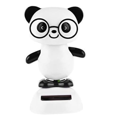 Qintreesify Black and White Solar Dancing Panda Bear Tiger - Shaking, Car Dashboard Ornament, Dancing Animal Figurine for Home Desk Decorations, Solar Power Kit