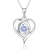 [Naniwaai] ネックレス レディース 人気 上質ジルコニア ネックレス ハートペンダント 金属アレルギー対応 18金 プラチナメッキ シルバー おしゃれ 日常 女性 ジュエリー プレゼント 記念日 結婚式 誕生日 母 妻 彼女 (ライトパープル)