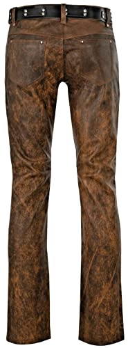Mens Cowboy Western Traditional Native American Leather Pants Men Casual Breeches Fashion Pant Mens Side Laces Pant (as1, Waist, Numeric_34, Numeric_40, Regular, Regular, Brown Shaded Wax, Regular)2