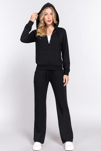 NE PEOPLE Womens Casual Basic Terry Zip Up Hoodie Sweatsuit Tracksuit Set S-3XL2