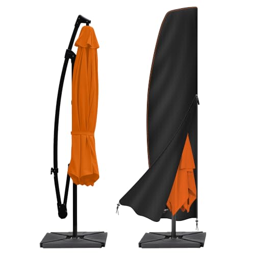 Enzeno Parasol Cover Waterproof Outdoor Garden Umbrella Cover with Zipper Fit for Patio Parasols - 210 Oxford Fabric Anti-UV Windproof 205x75x45/32cm